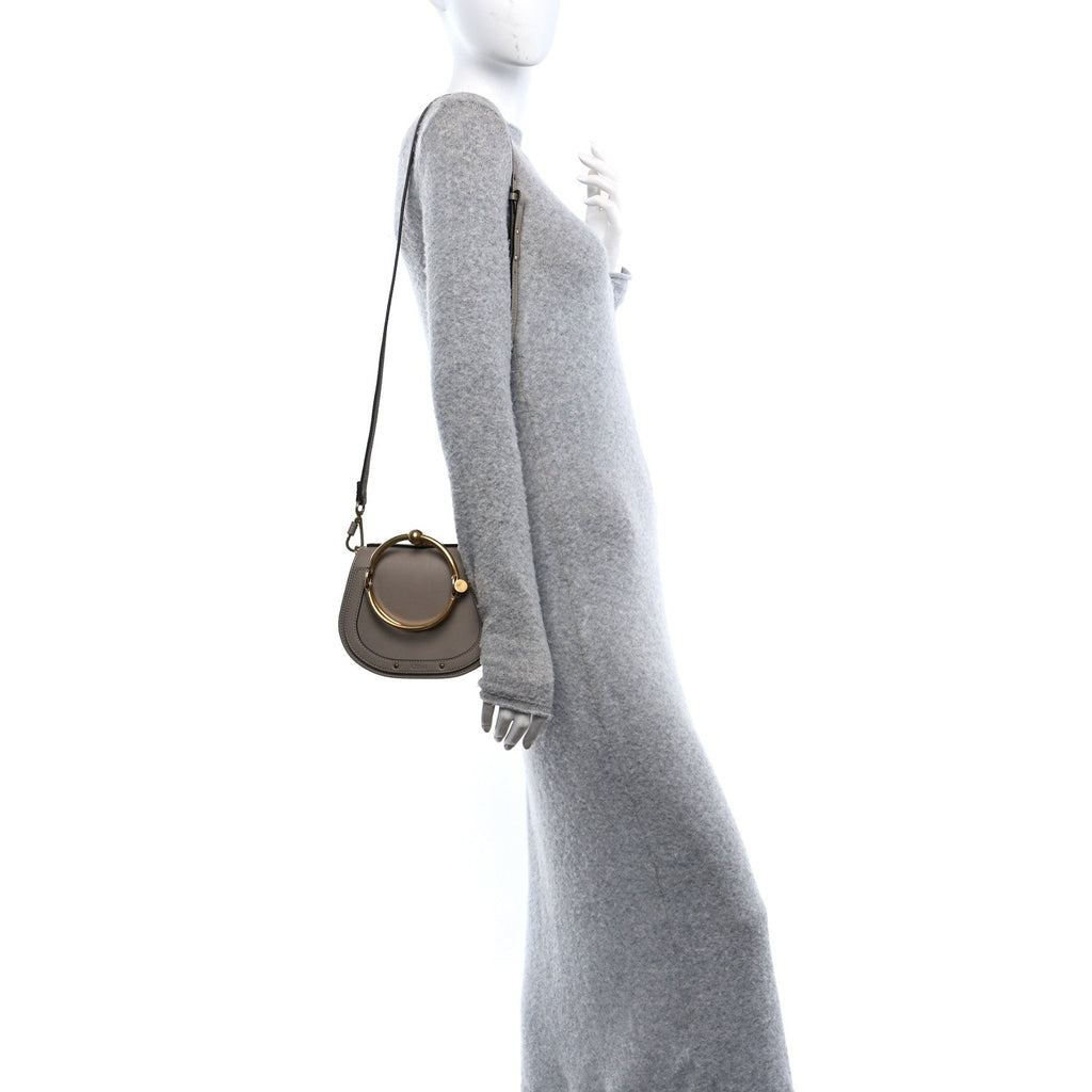 Calfskin Suede Small Nile Bracelet Bag Motty Grey