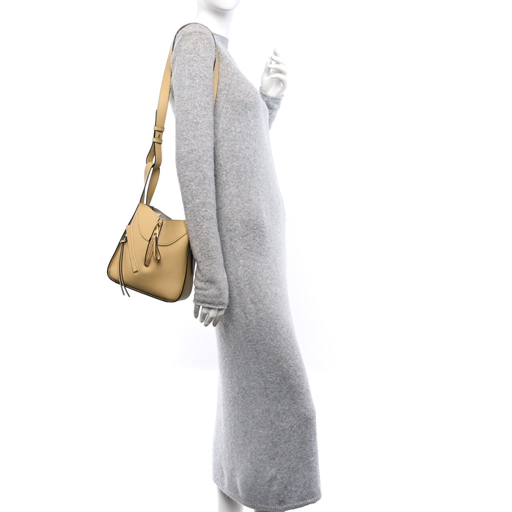 Soft Grained Calfskin Compact Hammock Shoulder Bag Dark Butter