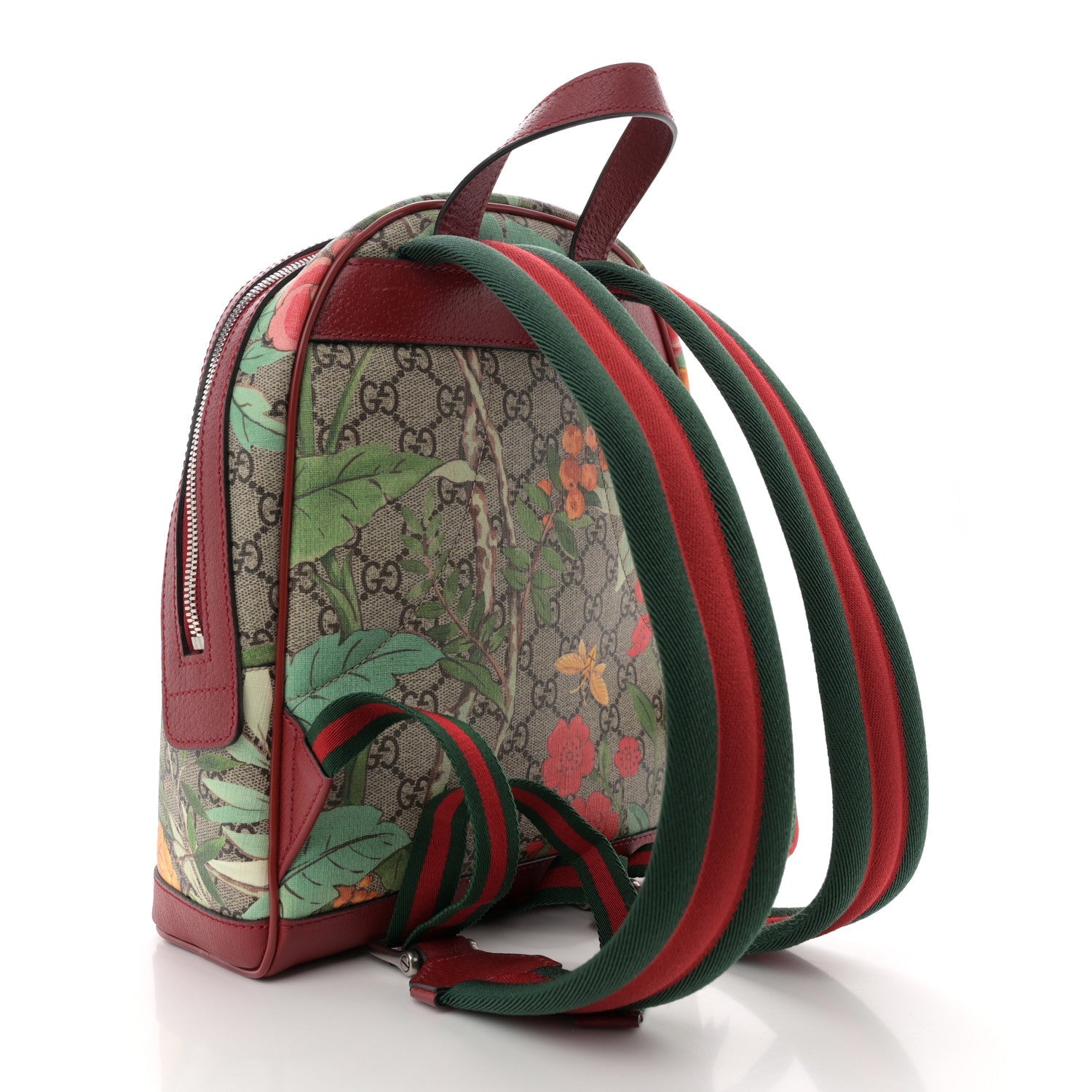 GG Supreme Monogram Tian Web Small Day Backpack Beige Multicolor Red
