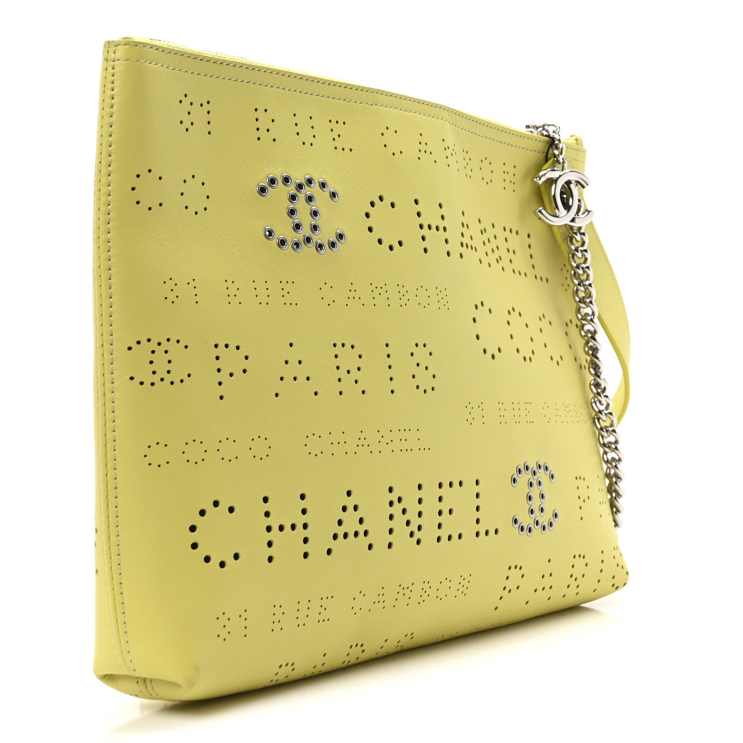 Calfskin Eyelets Clutch Yellow
