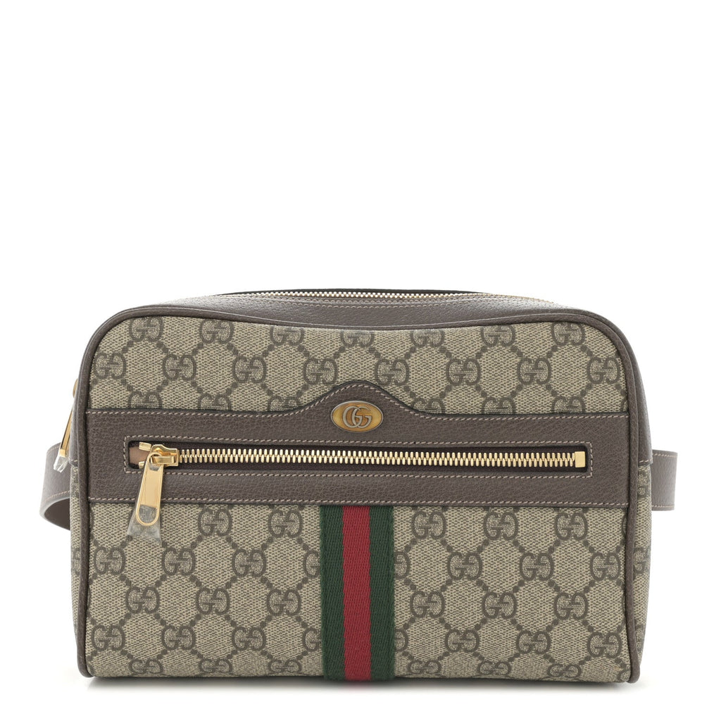 GG Supreme Monogram Web Small Ophidia Belt Bag 95 38 Dark Brown
