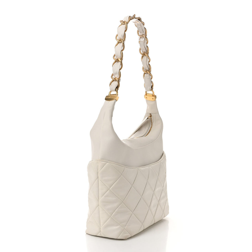 Calfskin Quilted Close To Me Hobo White