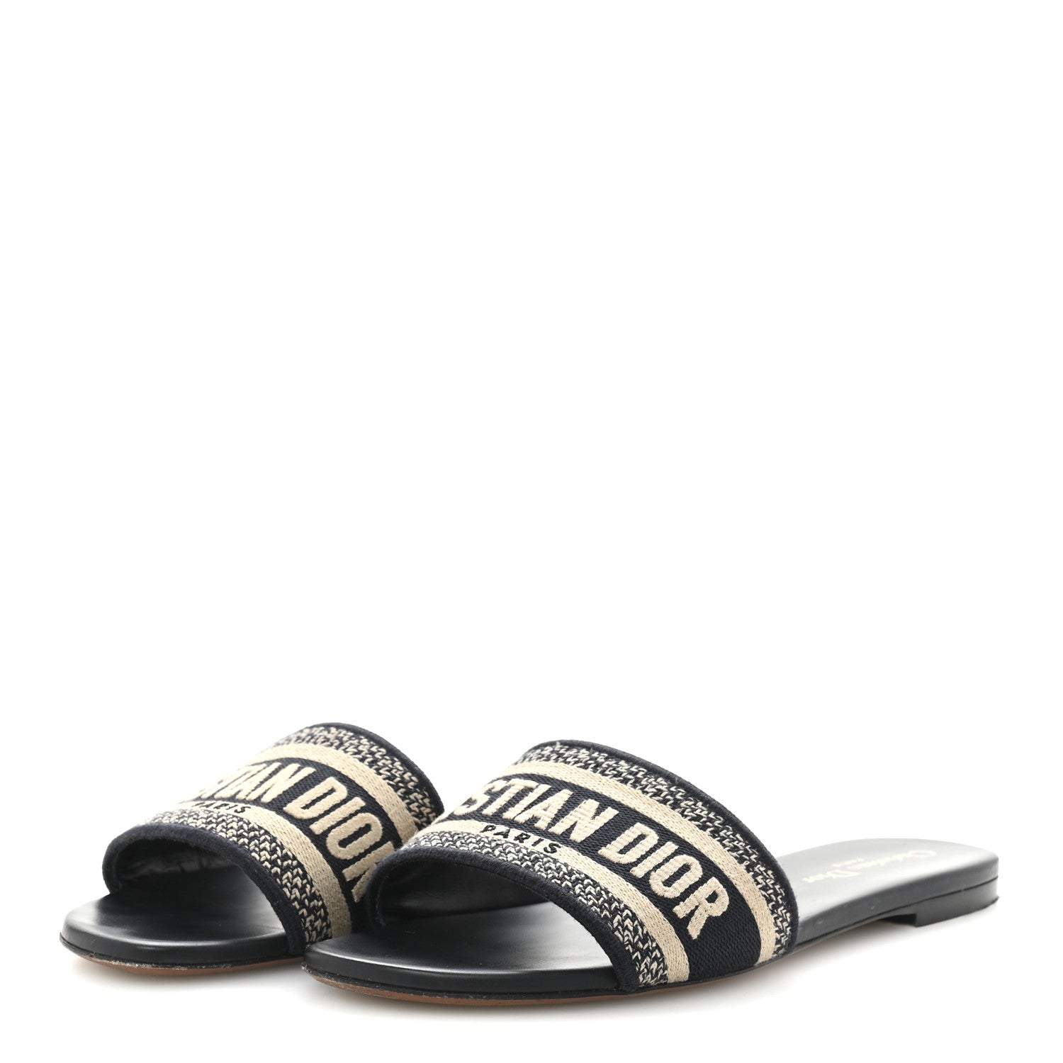 Canvas Embroidered Dway Mules Slide Sandals 39 Deep Blue