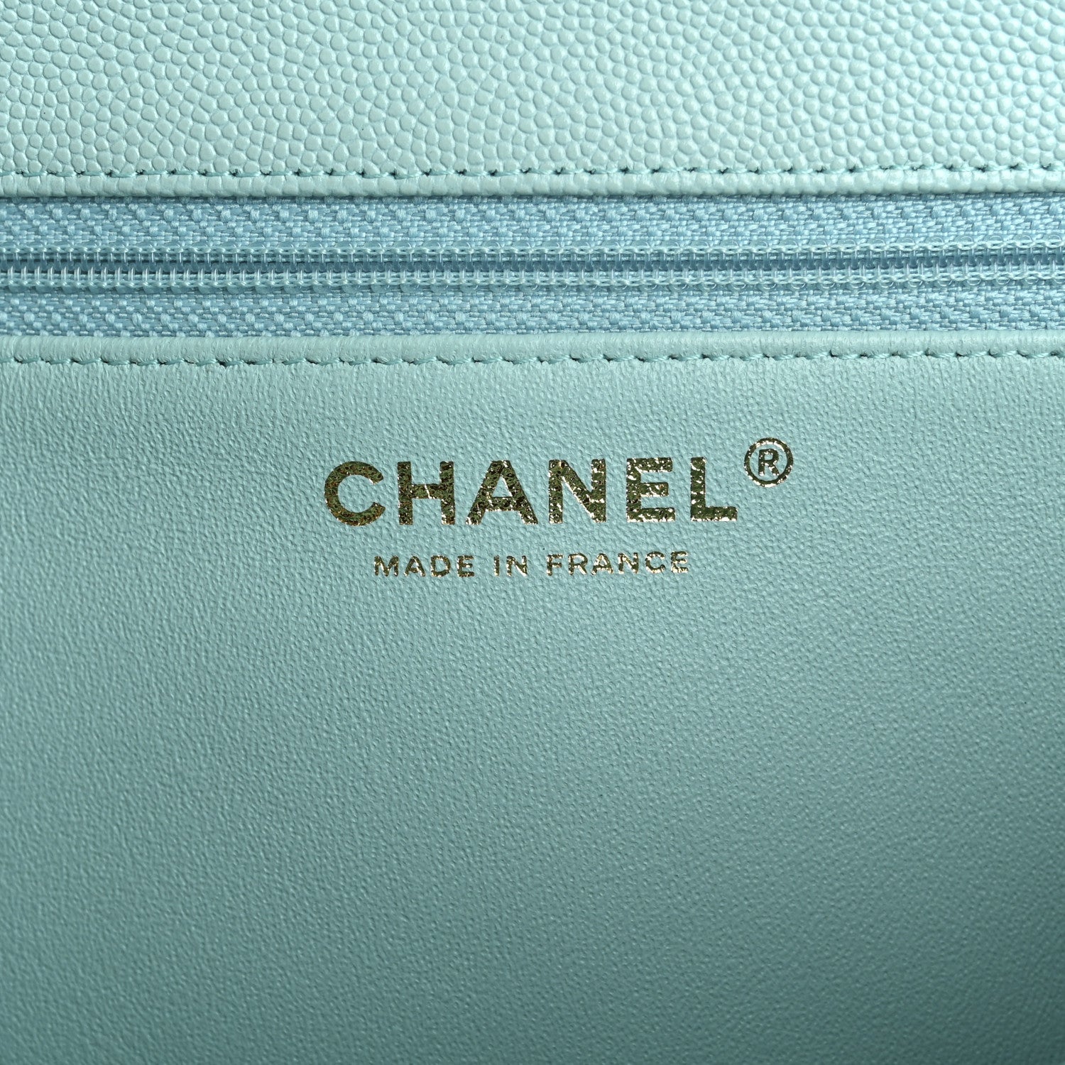 Caviar Quilted Flap Clutch Light Blue