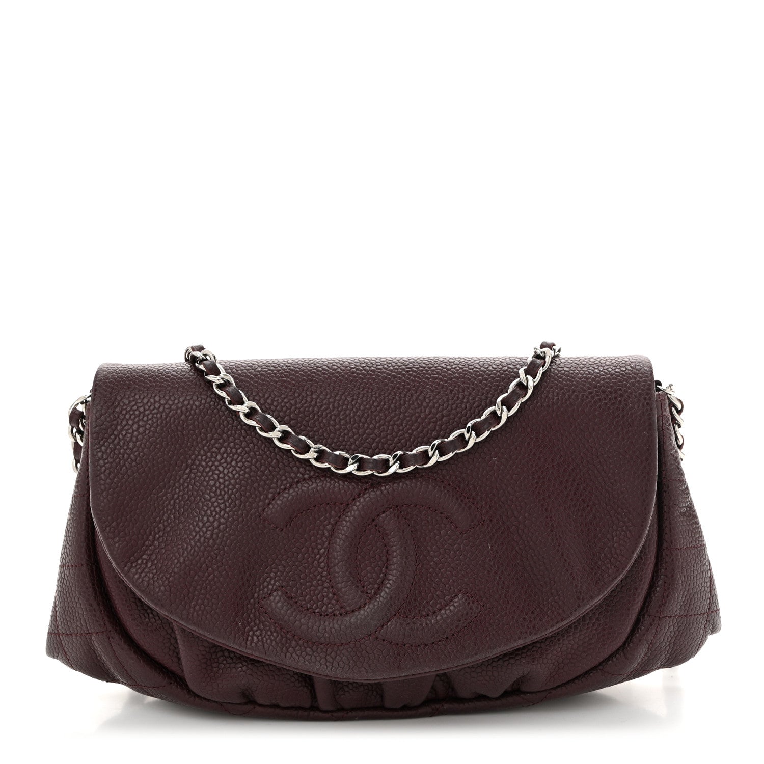 Caviar Half Moon Wallet On Chain WOC Bordeaux
