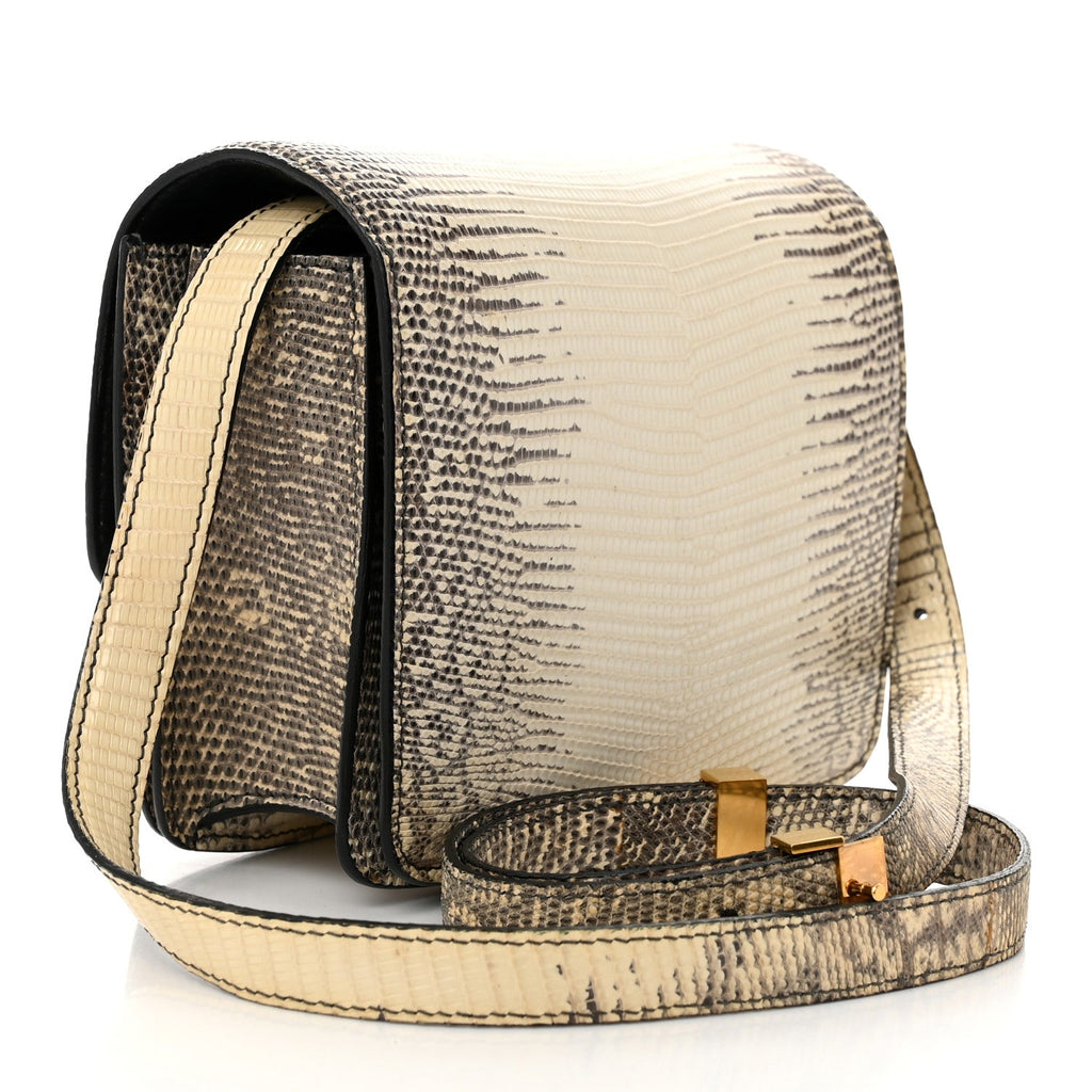 Lizard Medium Classic Box Flap Bag Natural