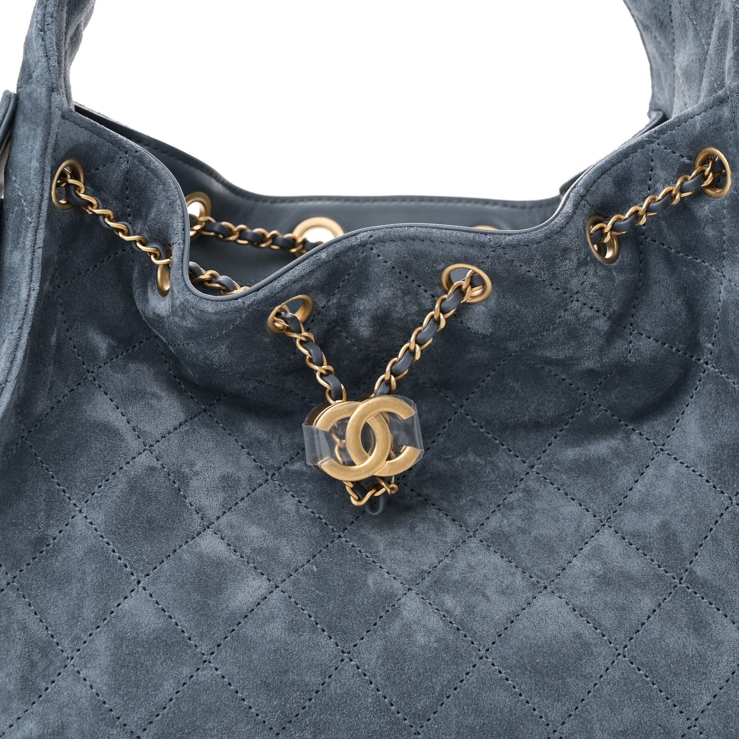 Suede Quilted Small Chanel 25 Handbag Blue