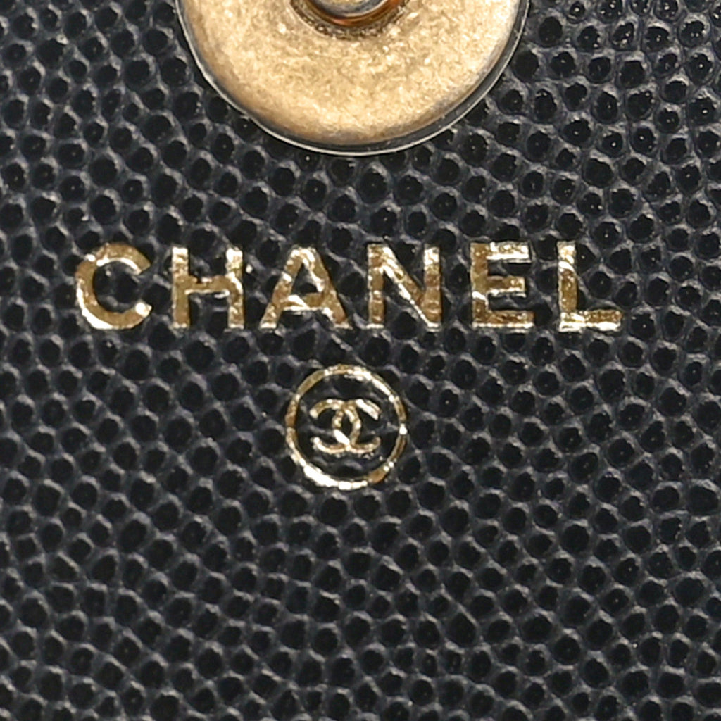 Caviar Quilted Yours Buttons Phone Holder With Chain Black