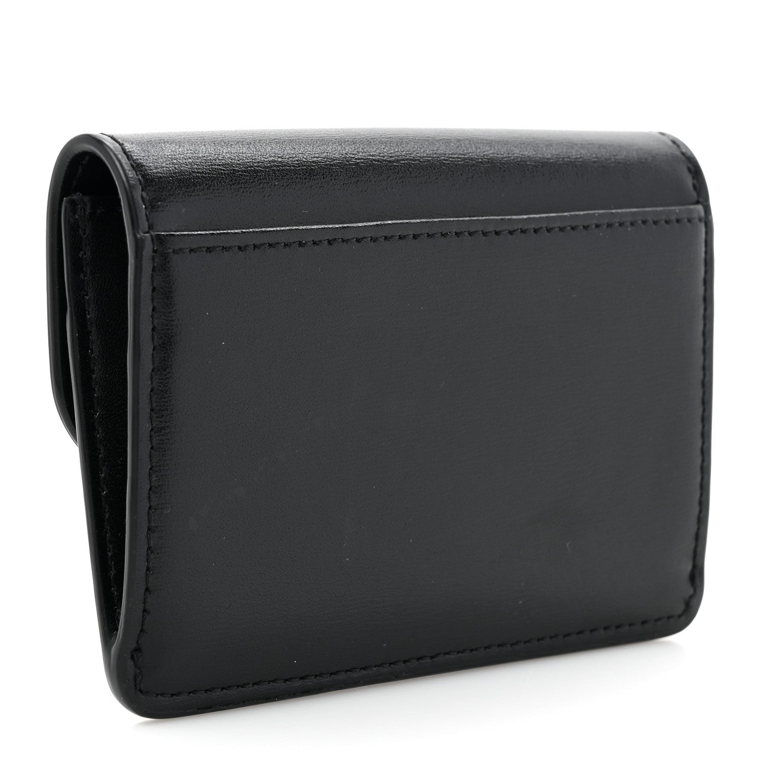 Shiny Calfskin Triomphe Flap  Holder Black