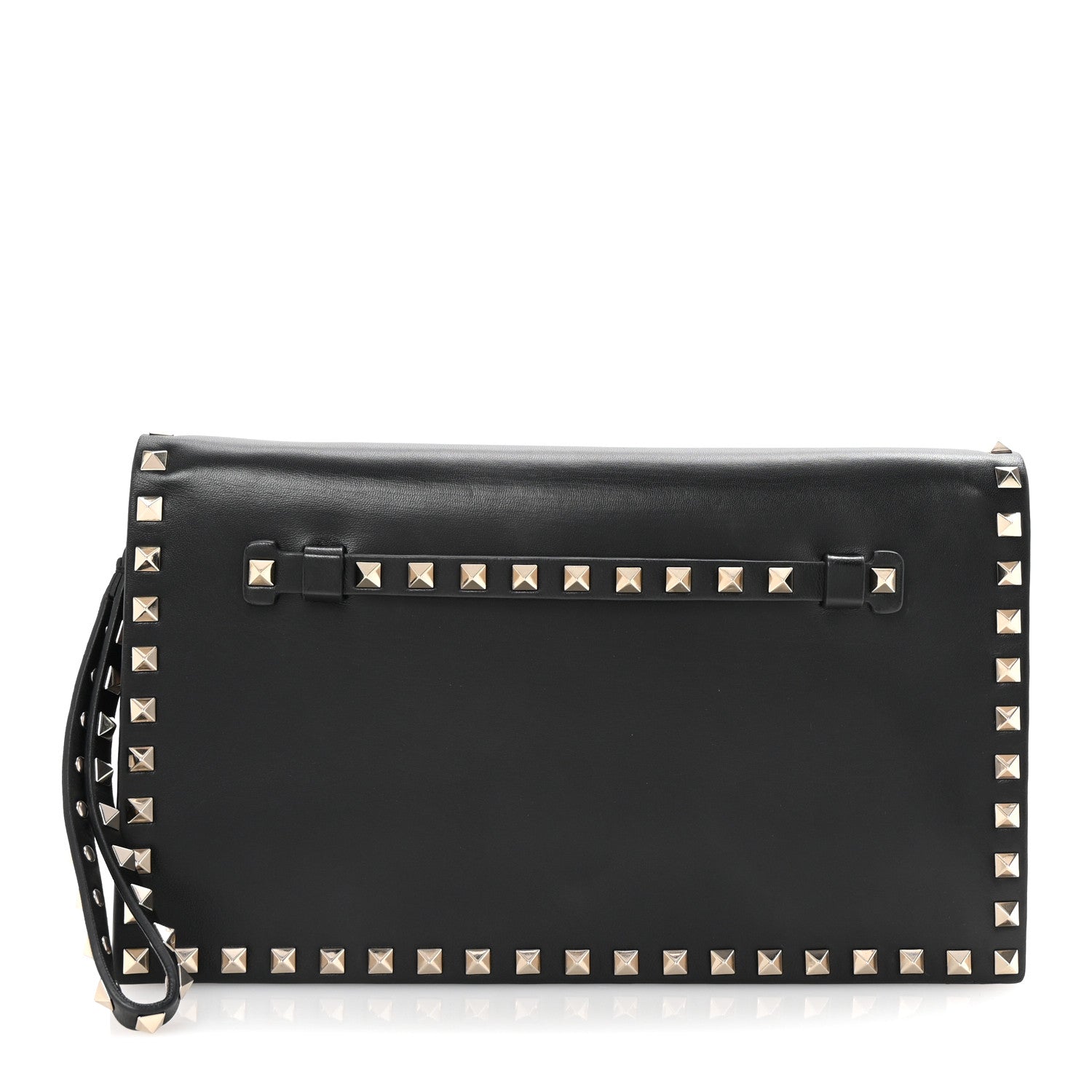 Nappa Rockstud Wristlet Clutch Black