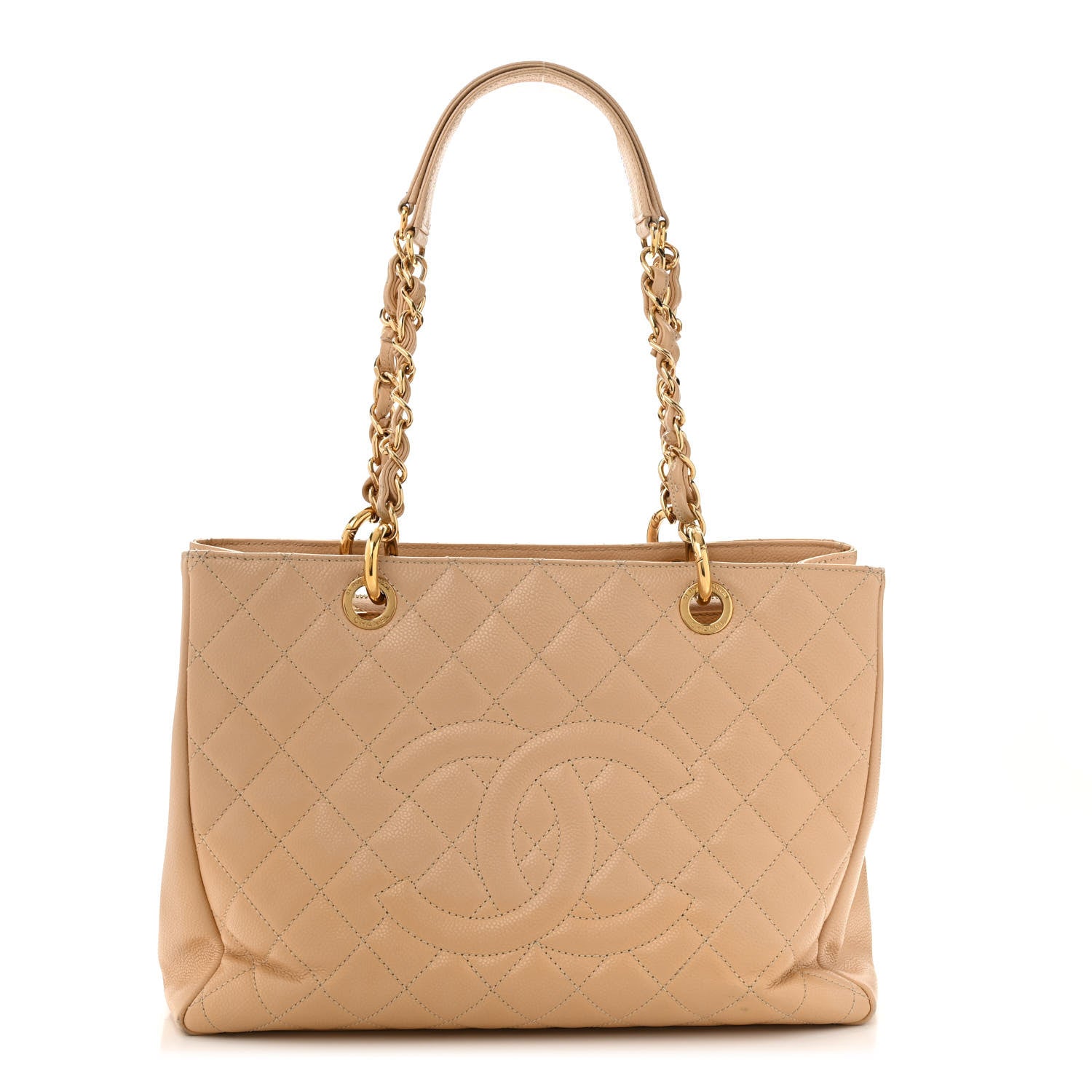 Caviar Quilted Grand Shopping Tote GST Beige Clair