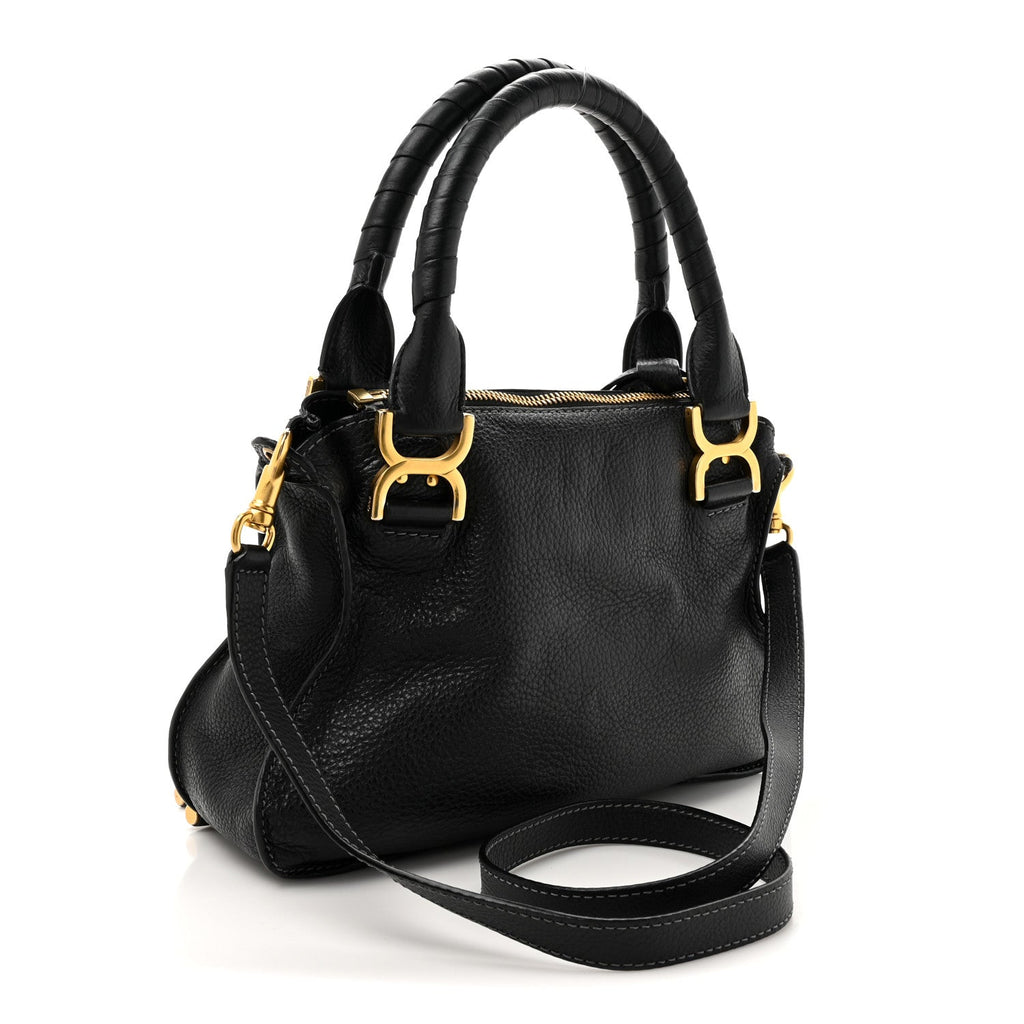 Calfskin Small Marcie Satchel Black
