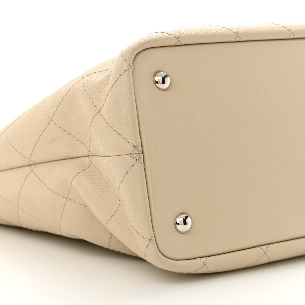 Grained Calfskin Large Fever Shopping Tote Beige