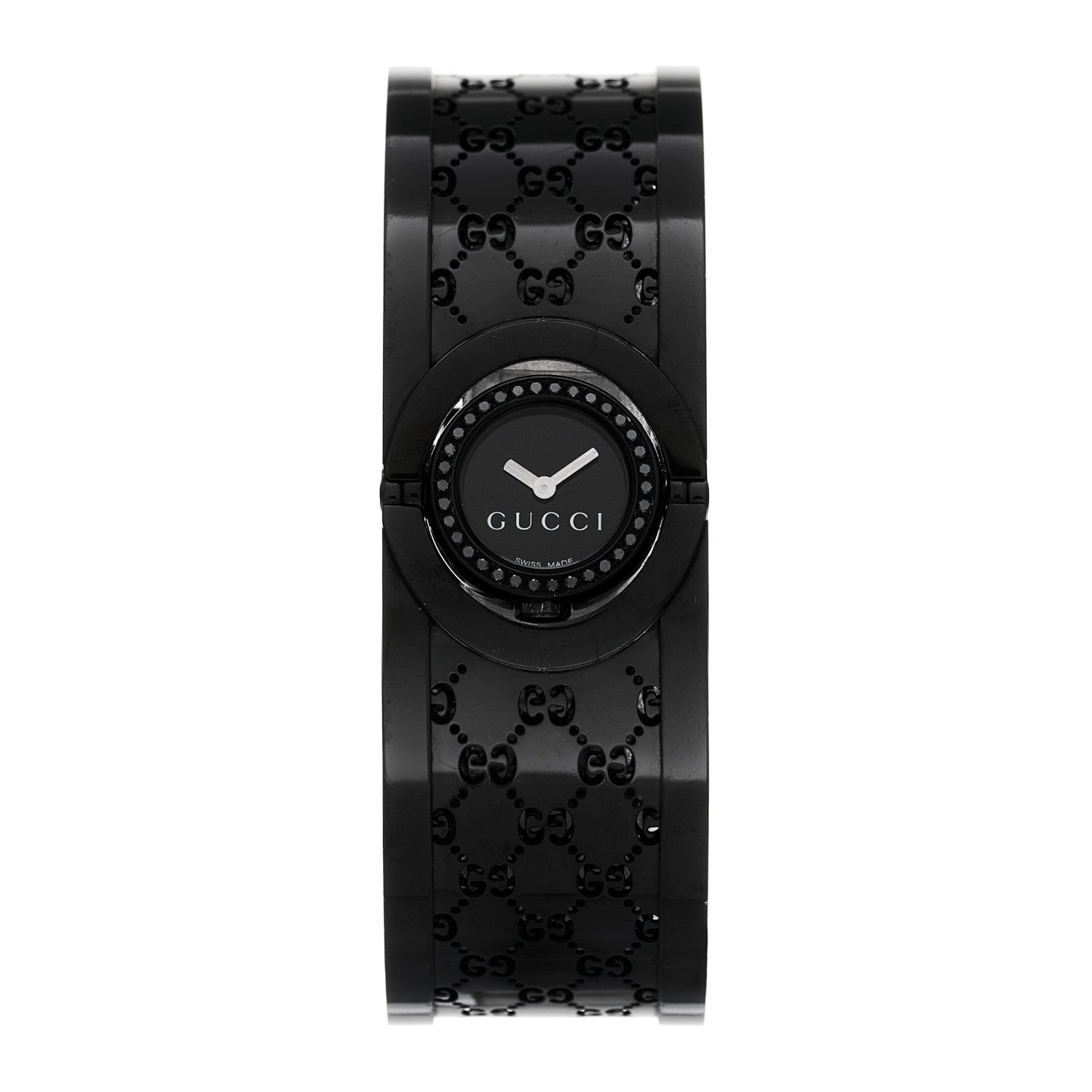 PVD Stainless Steel Black Diamond 23mm Twirl Quartz Watch Black