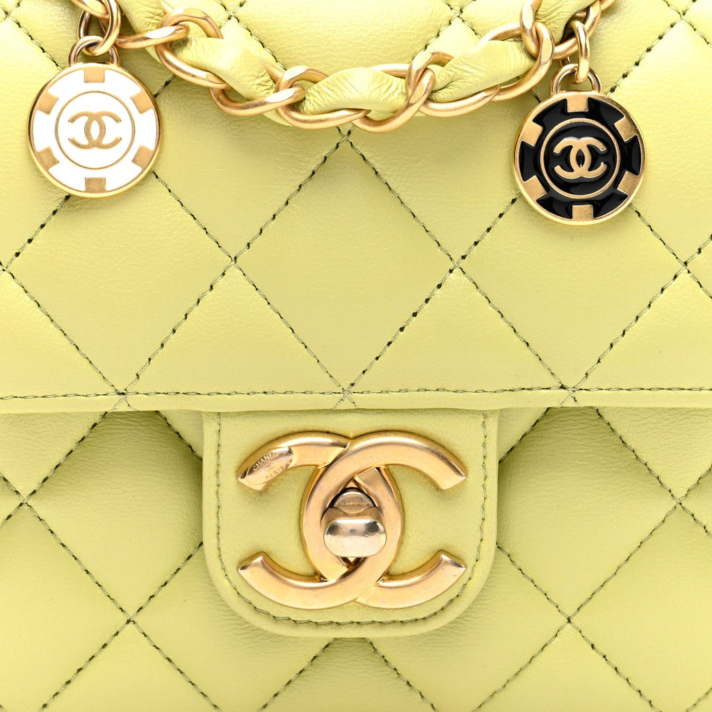 Lambskin Quilted Casino Chips  Green