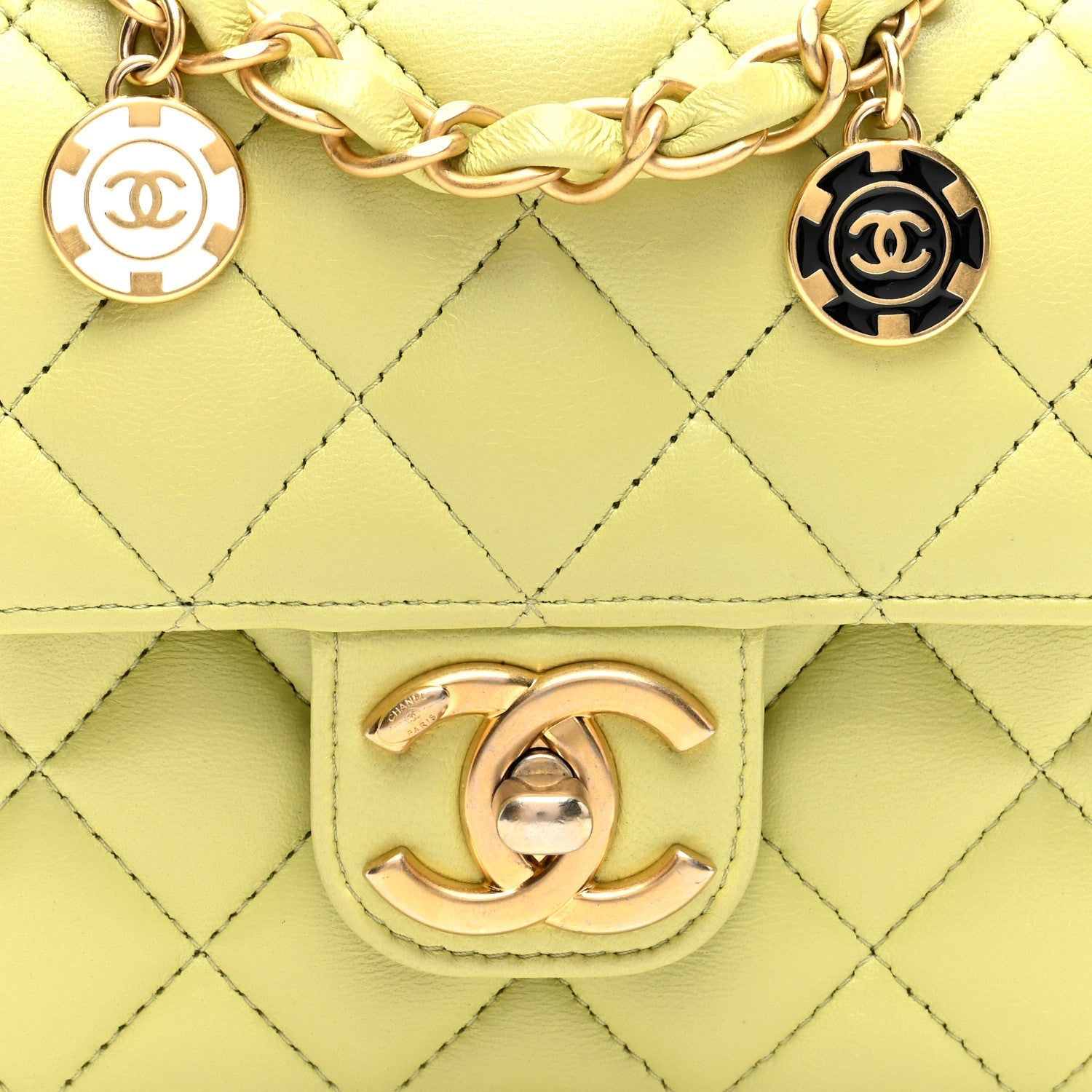 Lambskin Quilted Casino Chips  Green