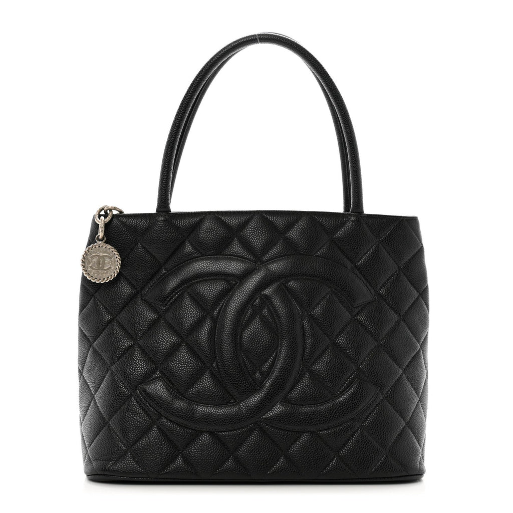 Caviar Quilted Medallion Tote Black