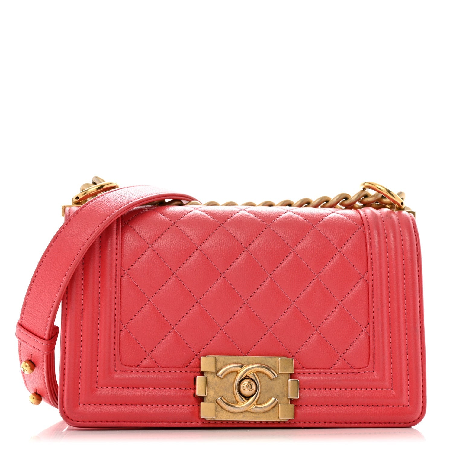 Caviar Quilted Small Boy Flap Pink