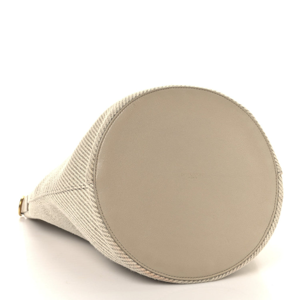 Diagonal Canvas Calfskin Rive Gauche Bucket Bag Beige