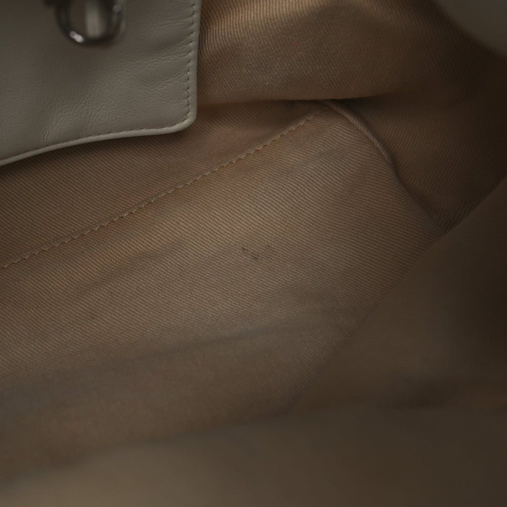 Calfskin Stitched Small Urban Shopping Tote White