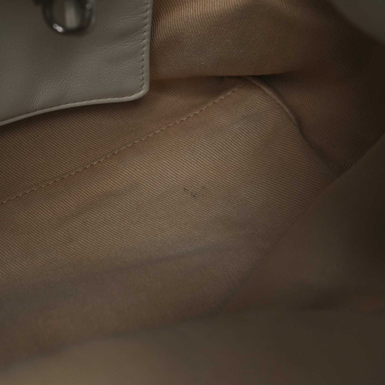 Calfskin Stitched Small Urban Shopping Tote White