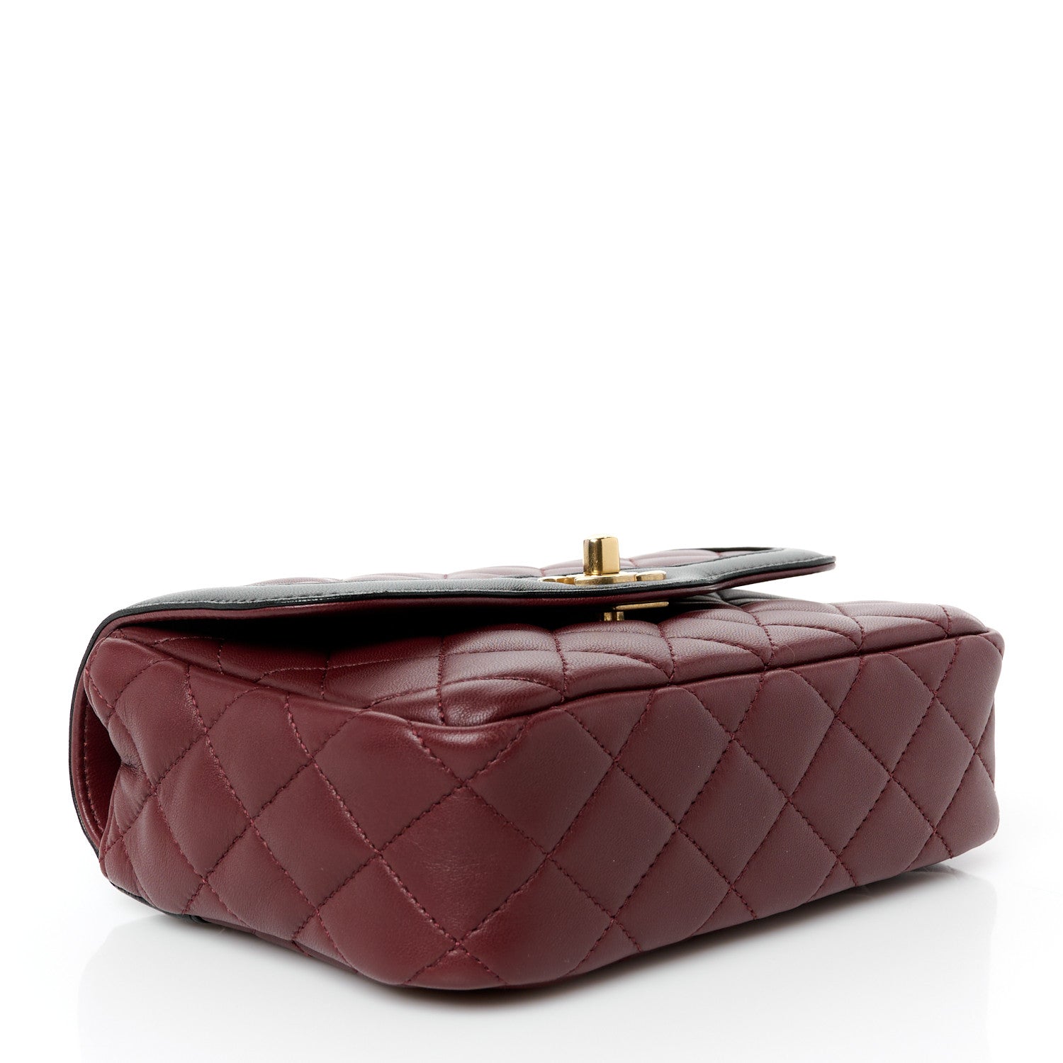 Lambskin Quilted Mini Two Tone Day Flap Burgundy