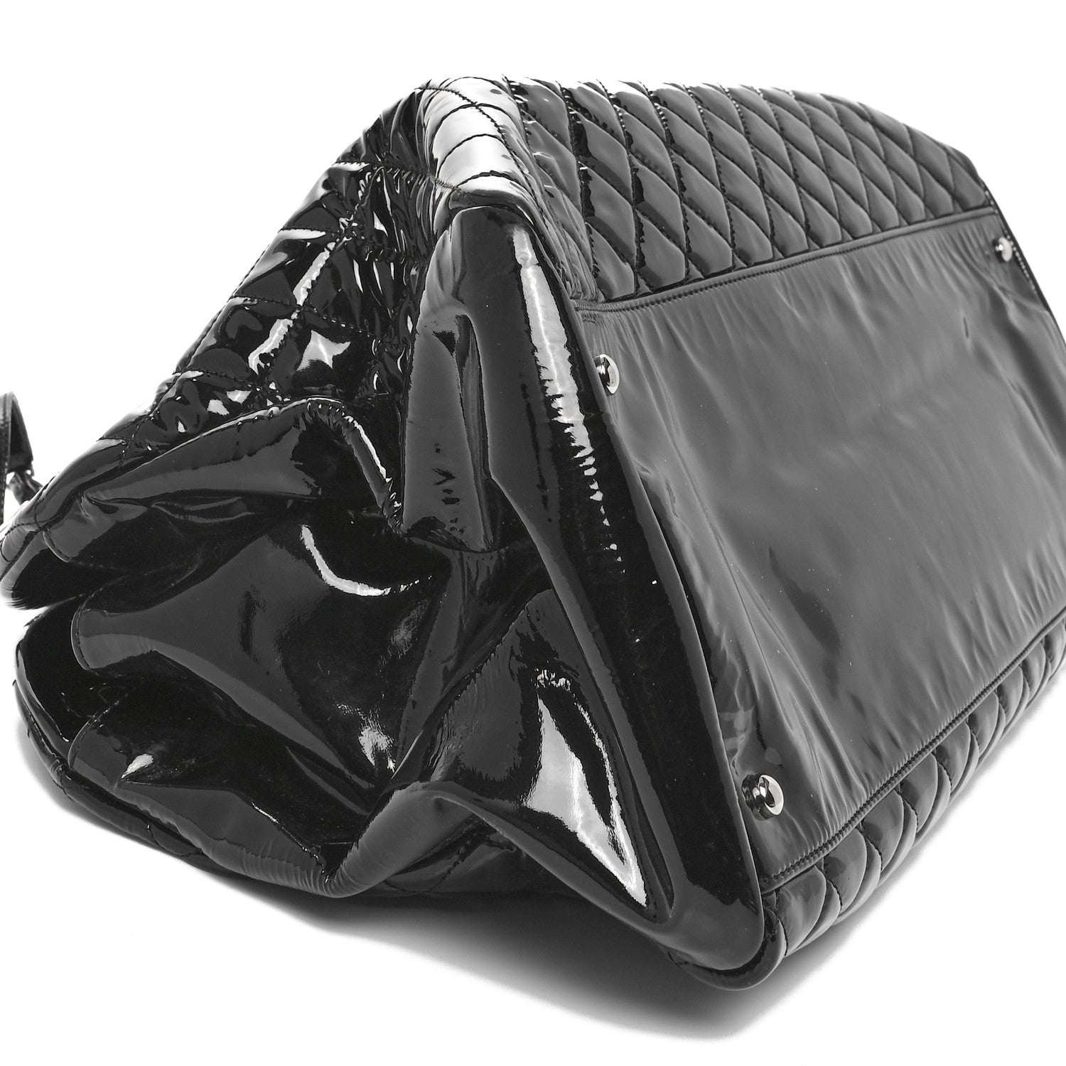 Patent Quilted Large Just Mademoiselle Bowling Bag Black