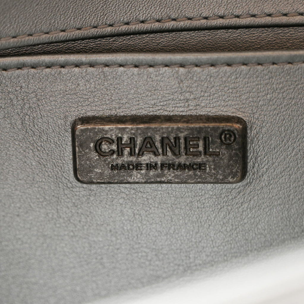 Metallic Lambskin Embellished Medium Boy Flap Silver