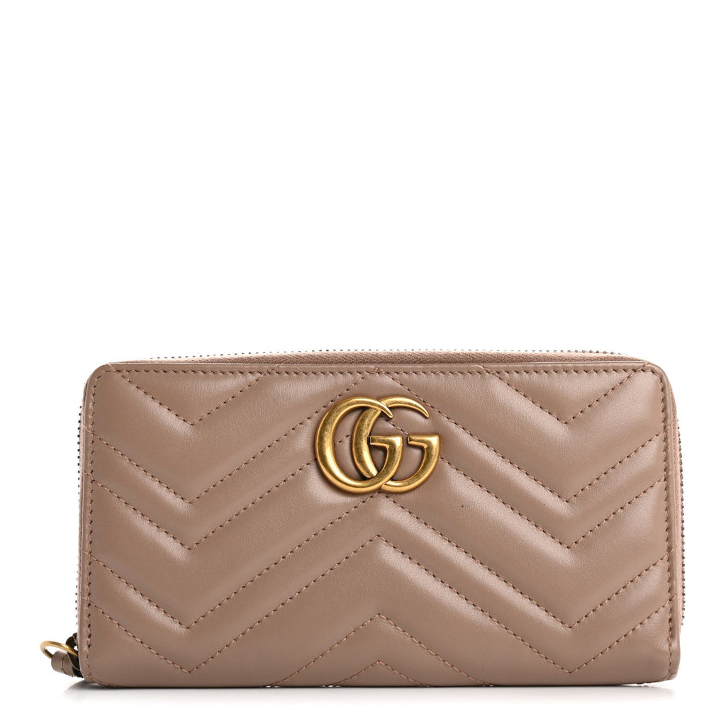 Calfskin Matelasse GG Marmont Zip Around Wallet Porcelain Rose