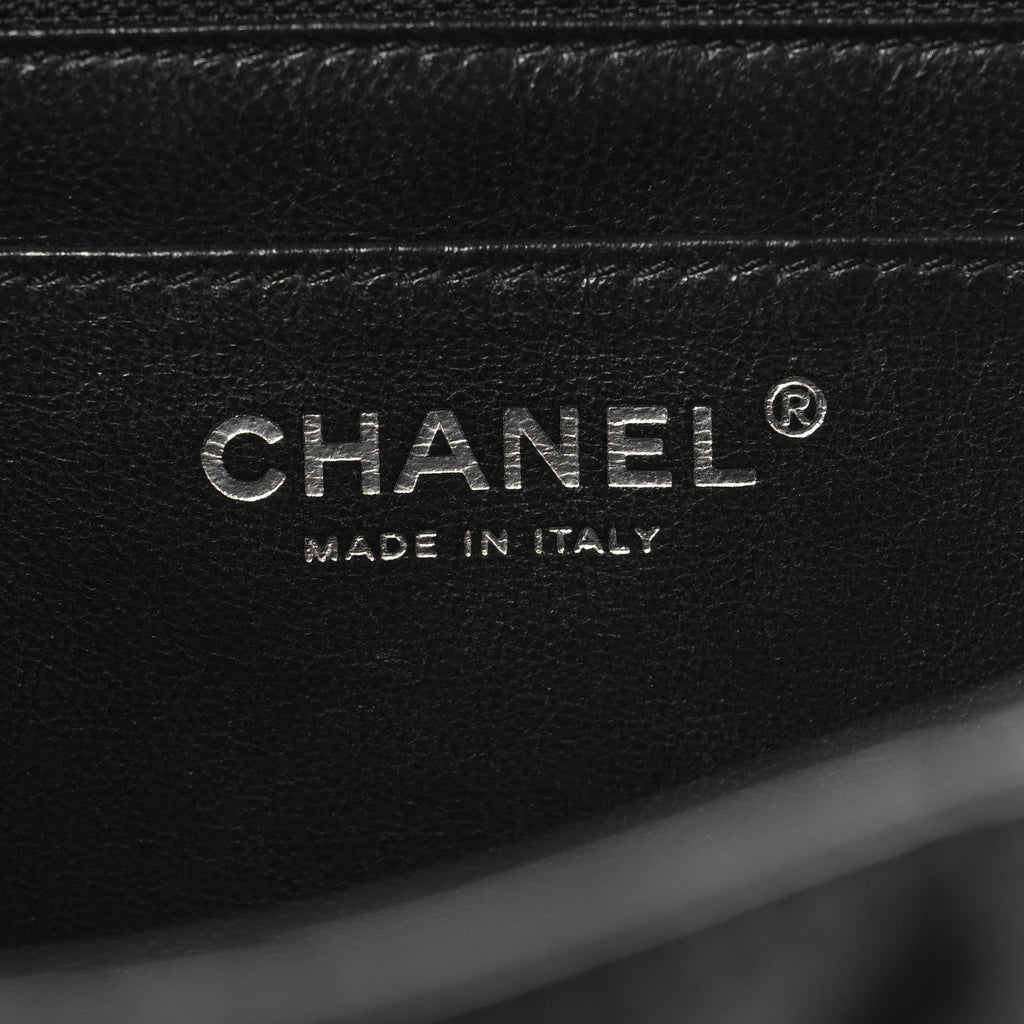 Patent Quilted Jumbo Single Flap Black