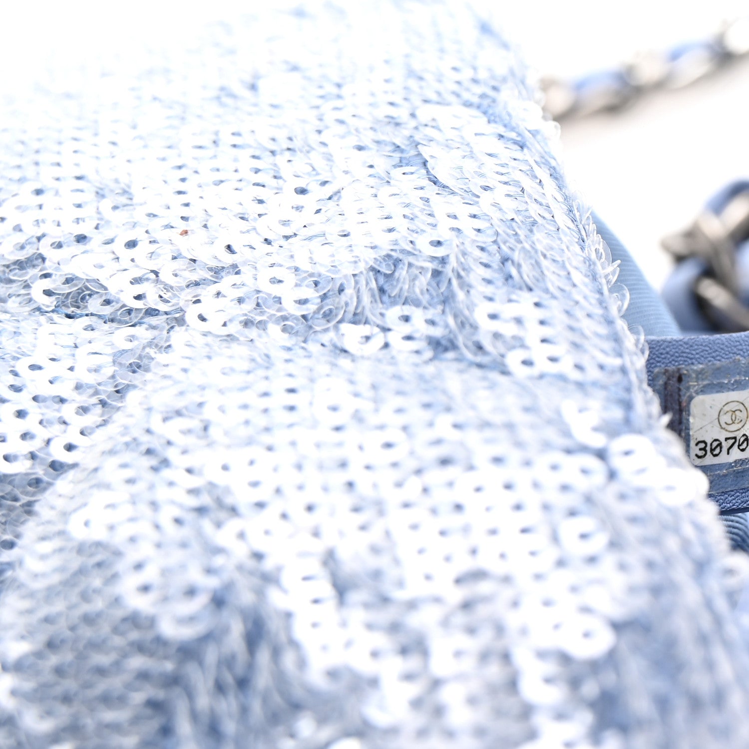 Sequin Quilted Medium Chanel 19 Flap Light Blue