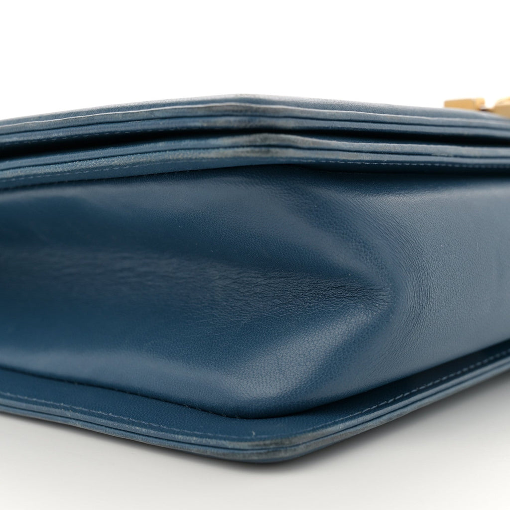 Lambskin Quilted New Medium Boy Flap Dark Blue