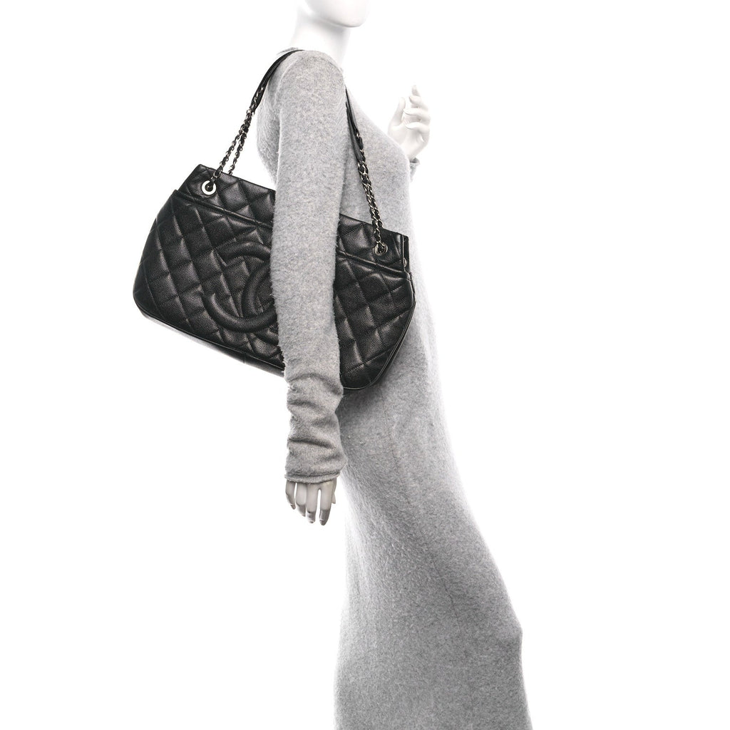 Caviar Quilted Timeless CC Soft Tote Black