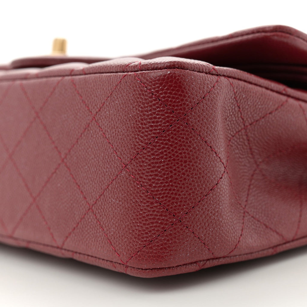Iridescent Caviar Quilted Medium Double Flap Red