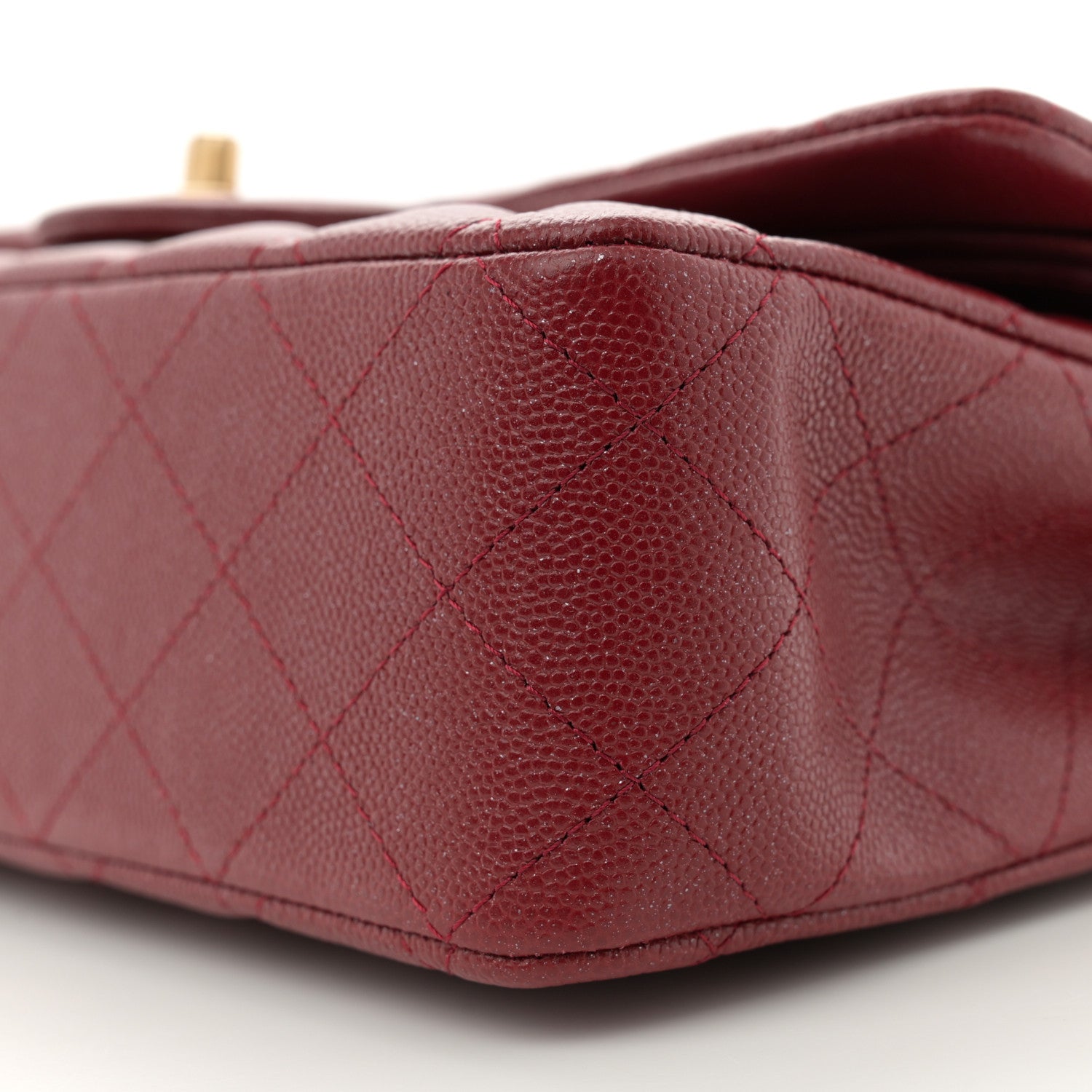 Iridescent Caviar Quilted Medium Double Flap Red