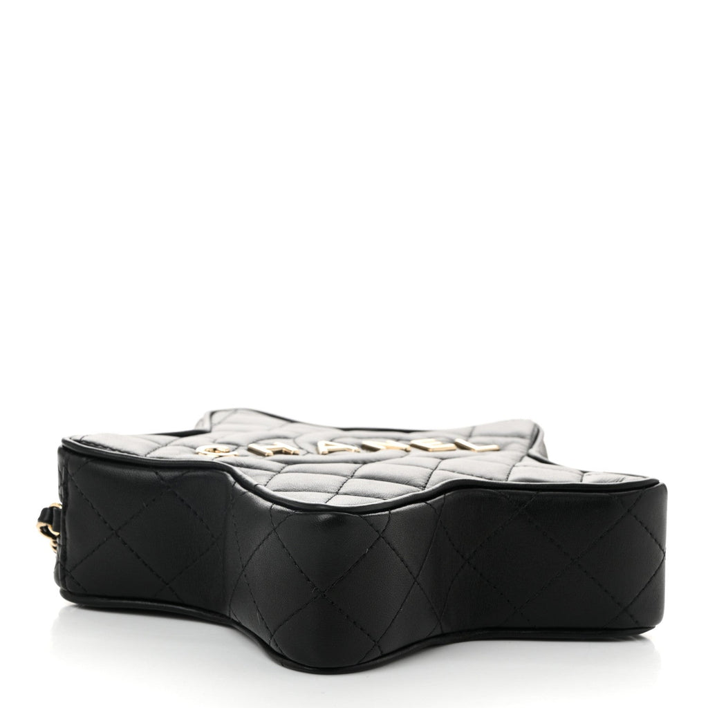 Lambskin Quilted Walk of Fame Star Bag Black
