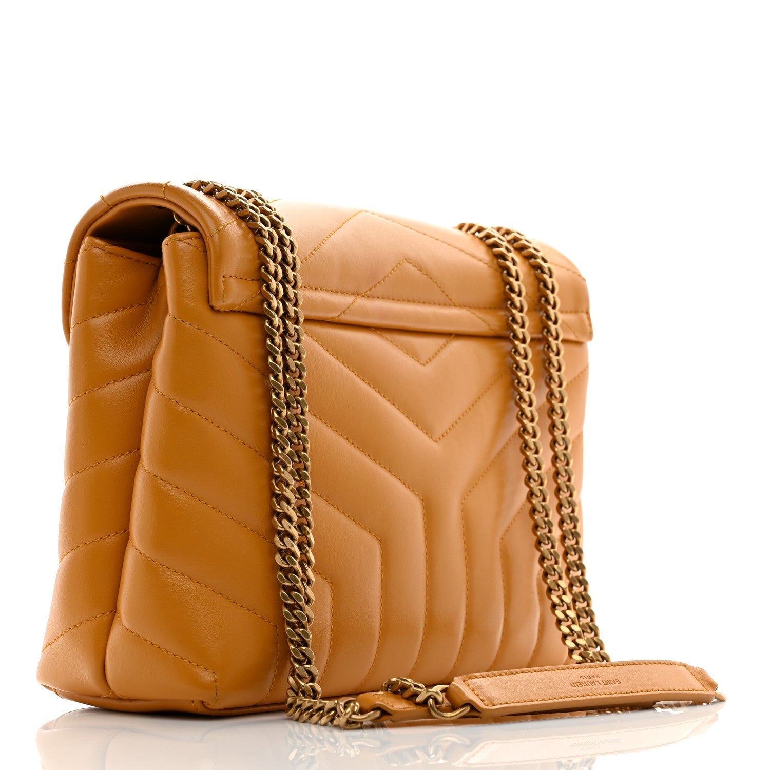 Calfskin Y Quilted Monogram Small Loulou Chain Satchel Cheddar