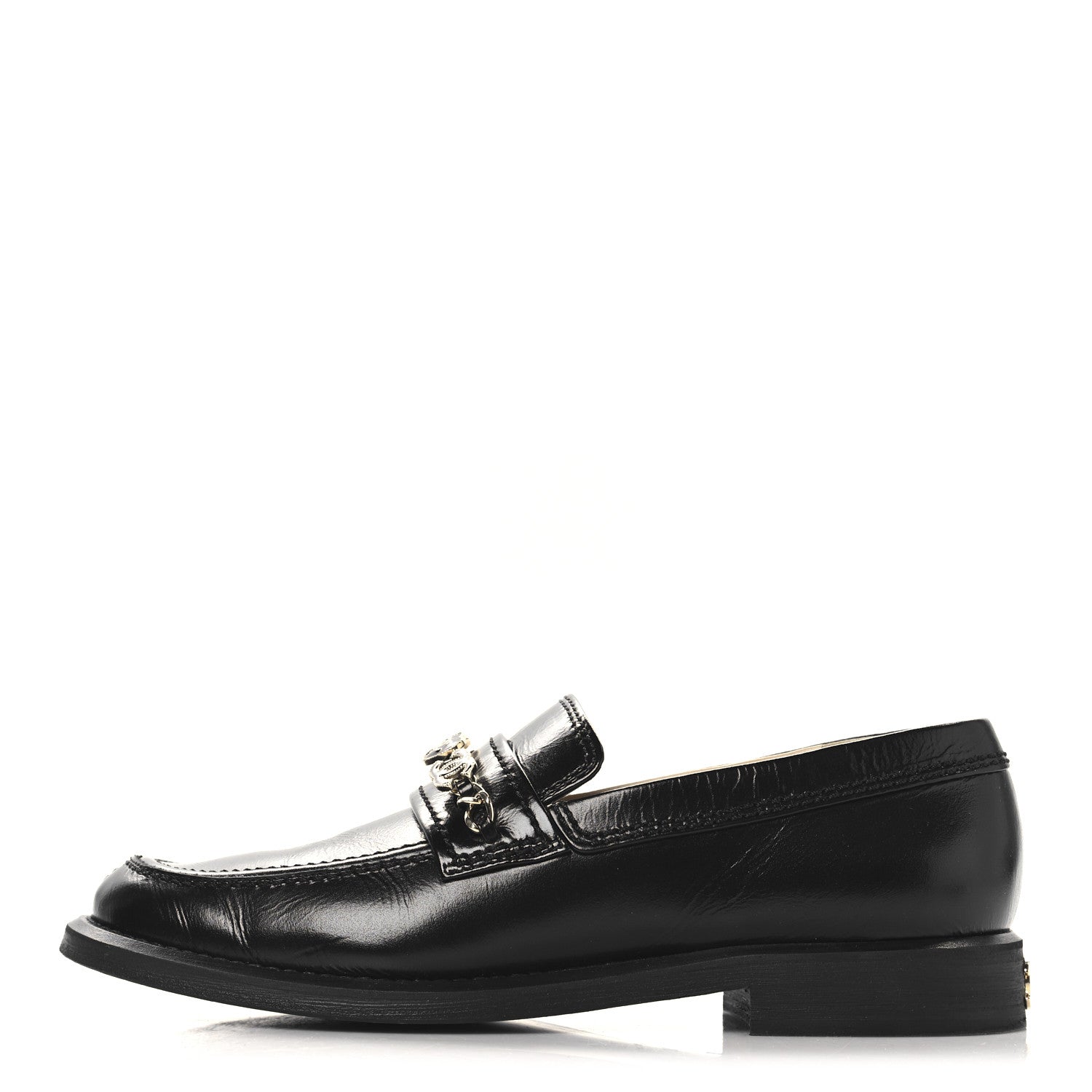 Calfskin Enamel Charms Mocassin Loafers 38 Black