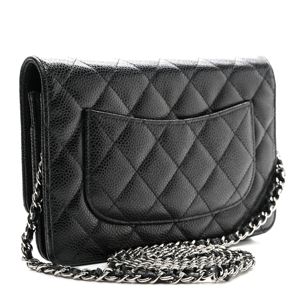 Caviar Quilted Wallet on Chain WOC Black