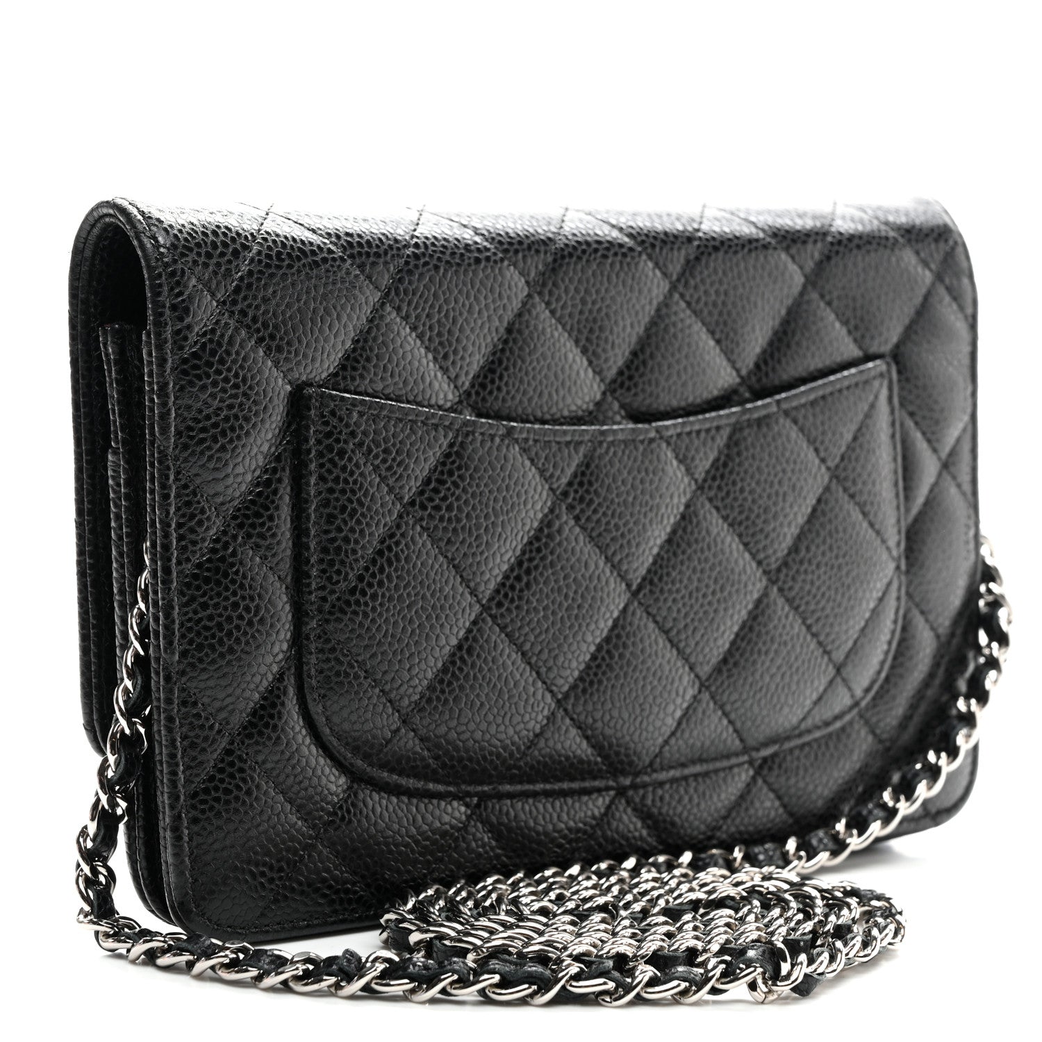 Caviar Quilted Wallet on Chain WOC Black
