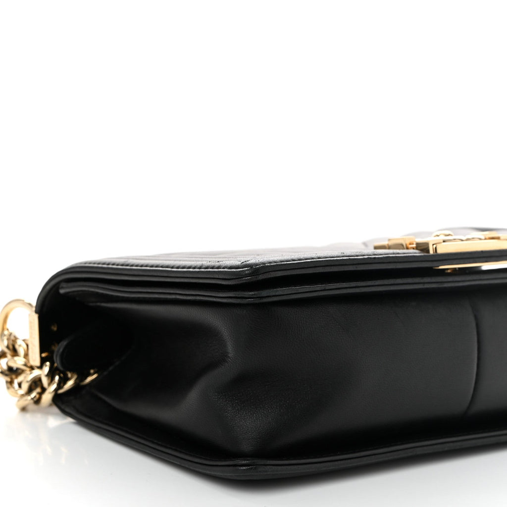 Lambskin Chevron Quilted Medium Boy Flap Black