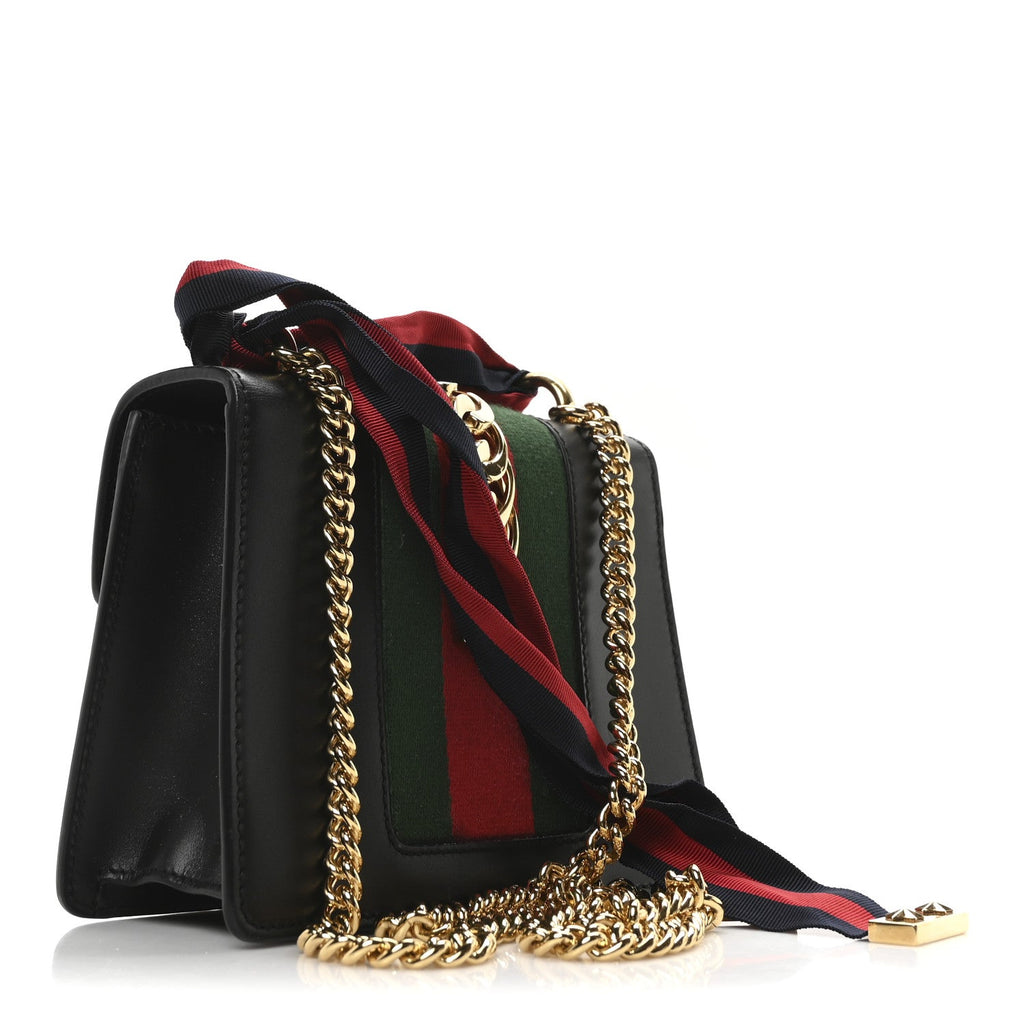 Calfskin Mini Sylvie Chain Shoulder Bag Black