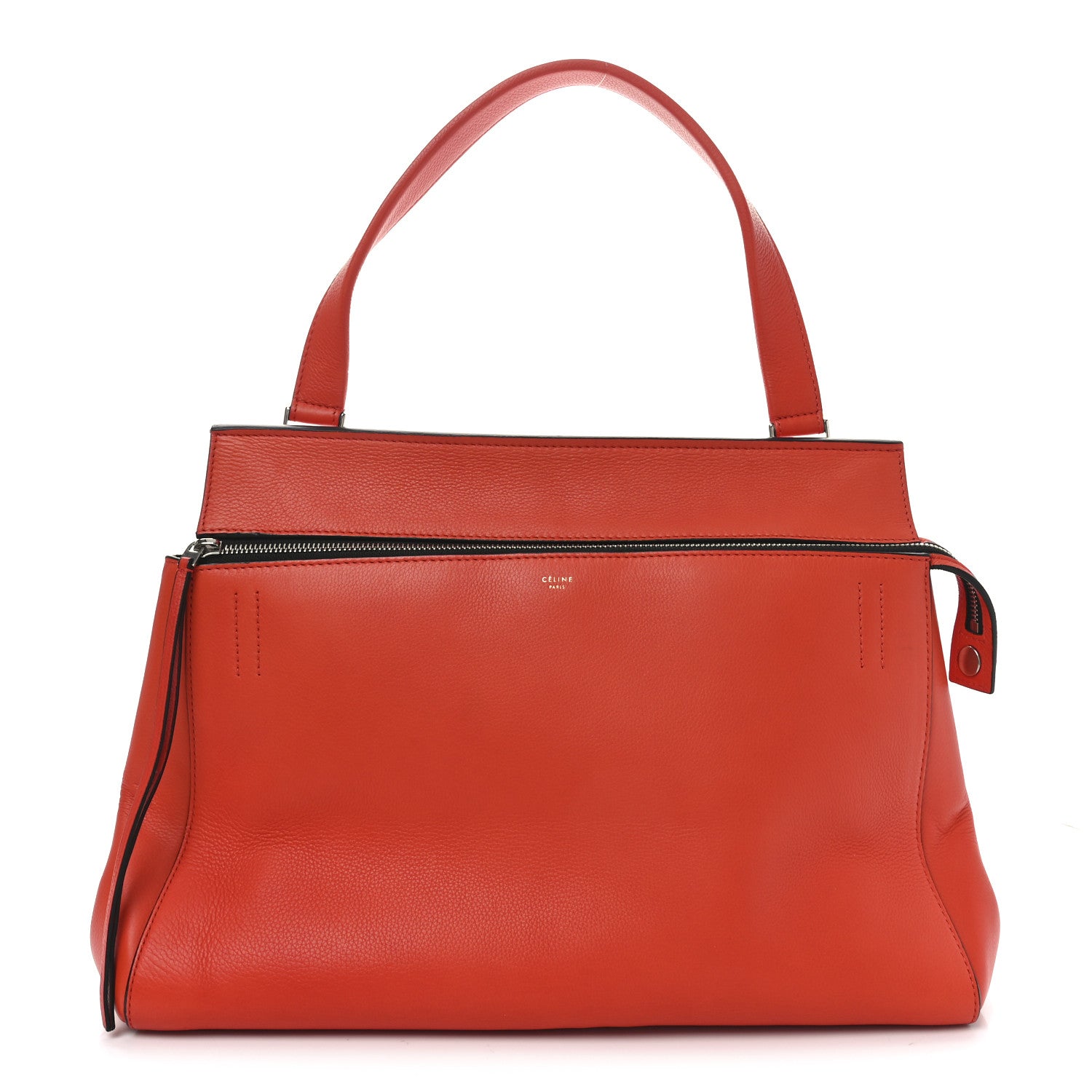 Grained Calfskin Medium Edge Shoulder Bag Vermillion