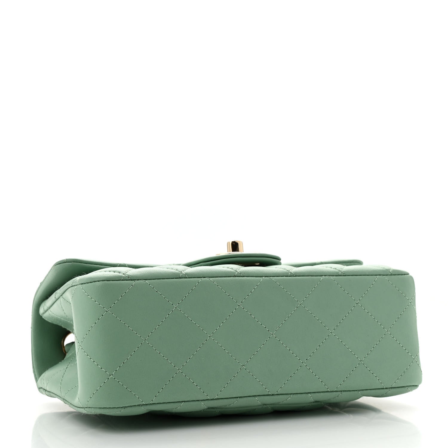 Lambskin Quilted Mini Rectangular Flap Light Green