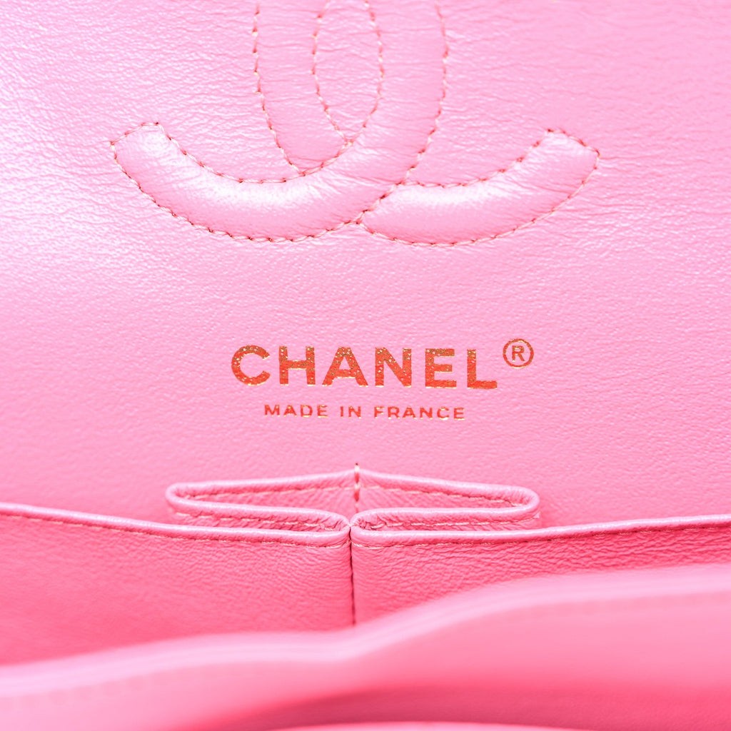 Lambskin Chevron Quilted Small Double Flap Pink