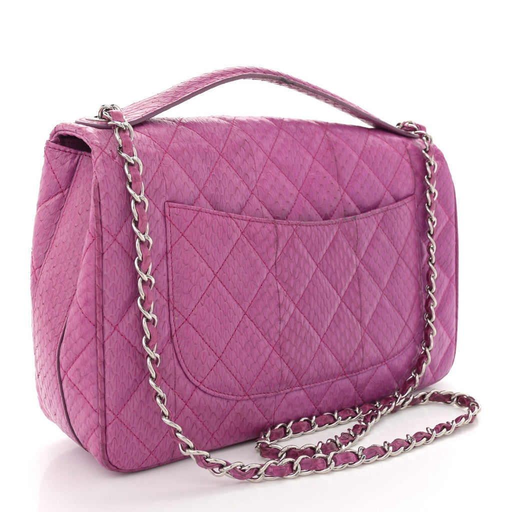 Elaphe Snakeskin Quilted Jumbo Easy Carry Flap Purple