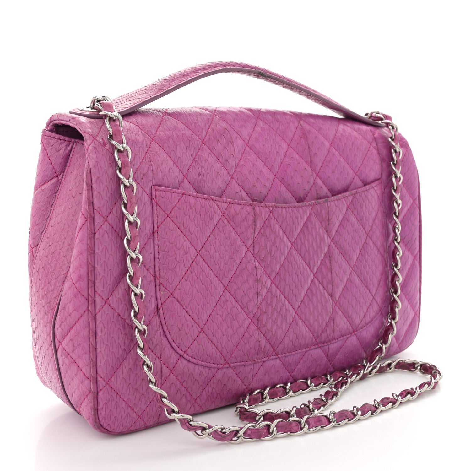 Elaphe Snakeskin Quilted Jumbo Easy Carry Flap Purple
