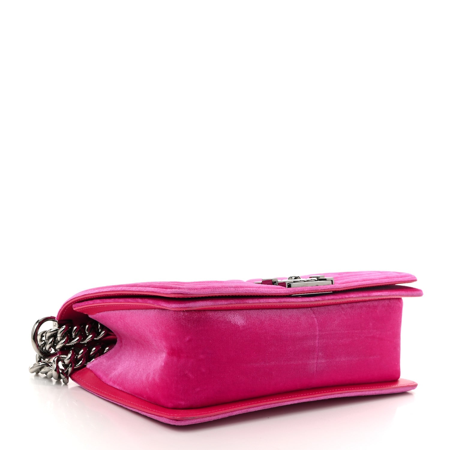 Velvet Quilted Medium Boy Flap Fuchsia