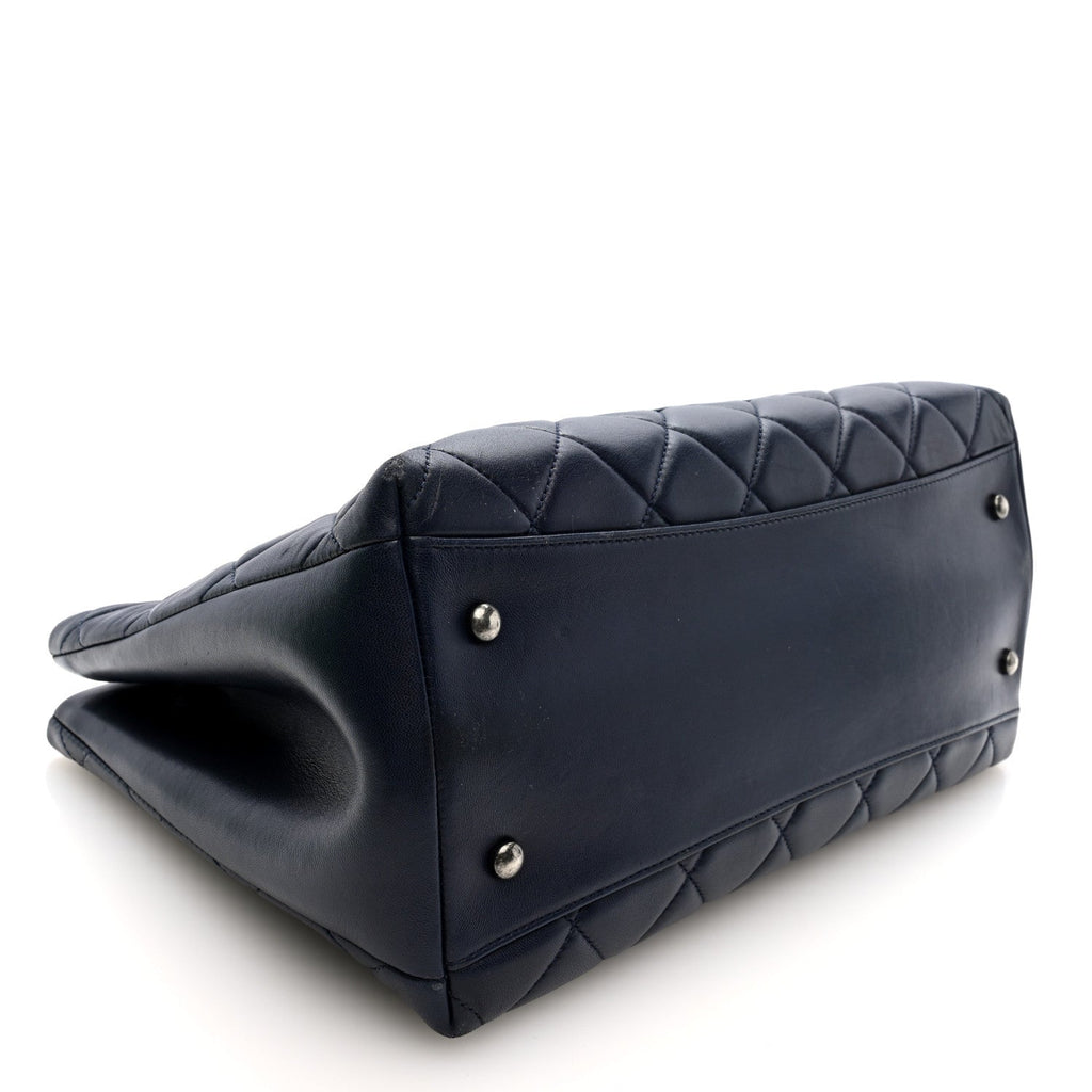 Lambskin Quilted Trendy CC Tote Navy