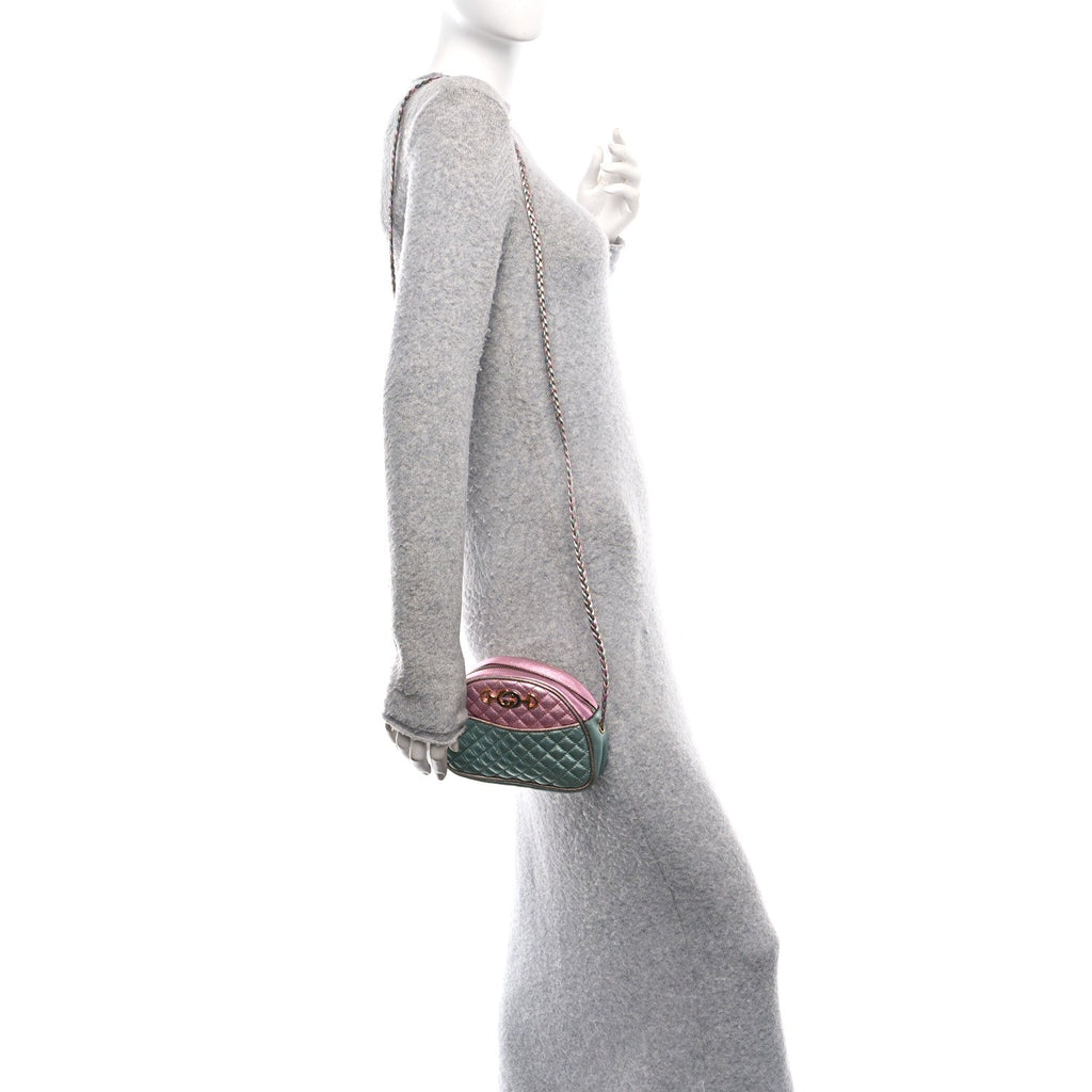 Laminated Nappa Trapuntata Mini Zumi Dome Shoulder Bag Rosa Lago Rame